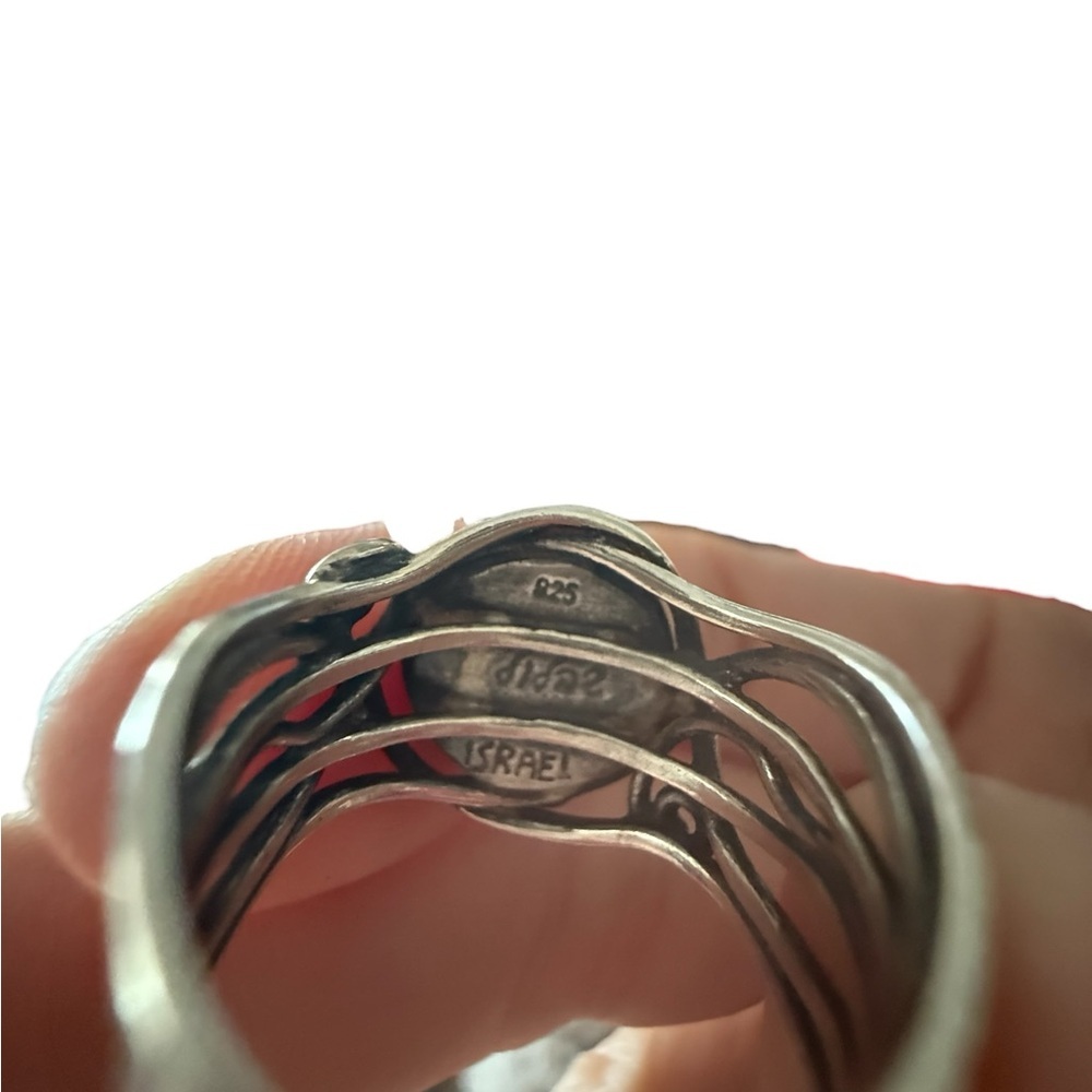 Vintage Didae 925 Israel Sterling Silver Genuine Turquoise Statement Ring - Picture 9 of 11